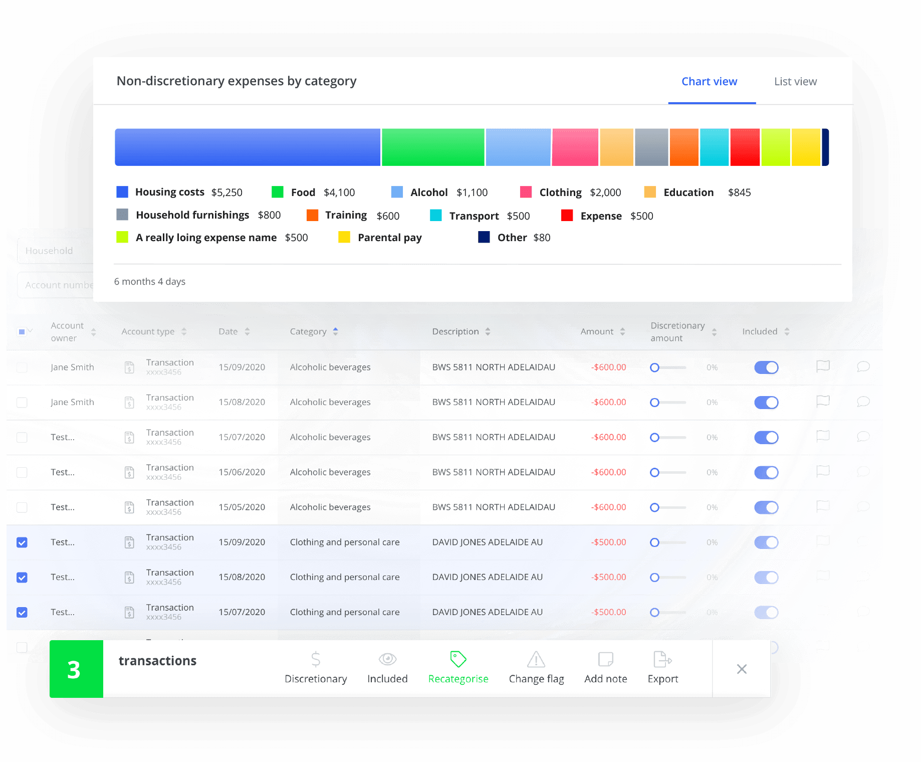 Machine learning AI using expenses screen